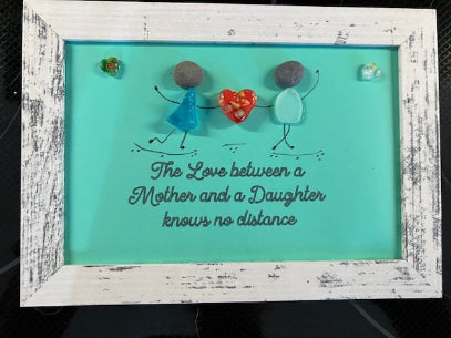 Mother & Daughter Sea Glass Art - Handcrafted Decor